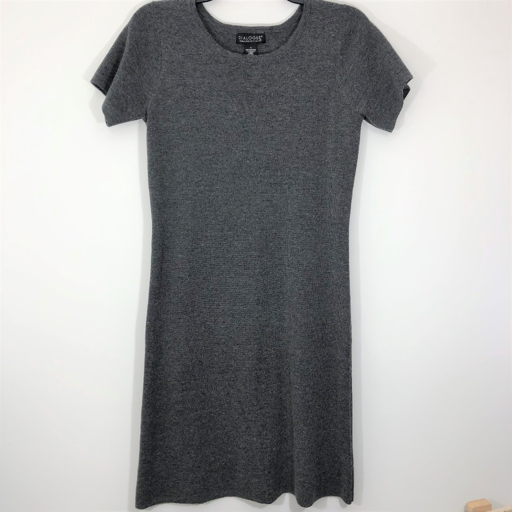 Dialogue Short Sleeve Merino Wool Sweater Dress